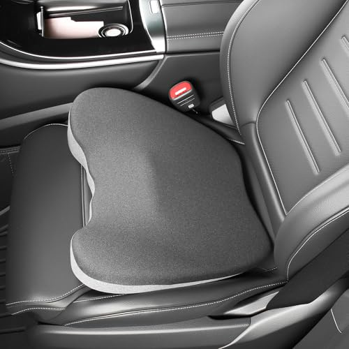 Dapucarin 2 en 1 Cojin Asiento Coche Conductor o Almohada de Apoyo Lumbar, Espuma Viscoelástica Cojines Forma Cuña Automóvil, Elevador Cojín Coxis Ortopedico para Viajes Largos, Gris