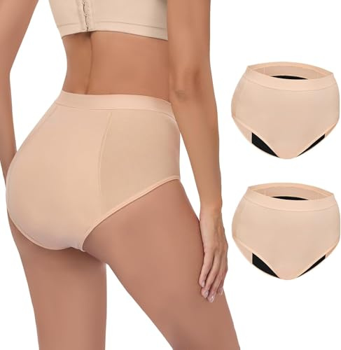 CITURLAN Incontinence Pants for Women-100ml High Absorbency Period Underwear Ladies Menstrual Leakproof Washable Cotton Knickers Postpartum & Menopause Protective Briefs-2 Pack