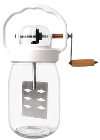 Mezclador de mantequilla | 1500ml Mezclador Manual de Huevos - con Frasco de Vidrio y Varillas Mezcladoras Manuales | para Repostería Cocina Comida Infantil Harina Salsa Mermelada Pan