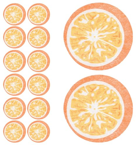 SHERCHPRY Mascarilla Facial Estampado de Naranja para Cara y Cuello, 50 Unidades de Papel de Fibra Delicada, Hidratante y Rejuvenecedora, Adecuado para Rutina de Cuidado Cutáneo
