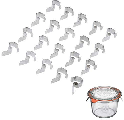 Weck 20 Stück Klammern Einweckklammern für Einmach-/ Einkochgläser, Stahl