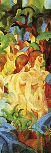1art1 August Macke Badende Mädchen Mit Stadt Im Hintergrund, 1913, 1-Teilig Selbstklebende Fototapete Poster-Tapete 240x75 cm