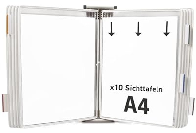 Djois 414102 – metallväggdisplaysystem Tarifold, A4, 10 fickor, vit, 1 st, skyddar och organiserar dokument, omedelbar åtkomst, utbyggbart, miljövänligt