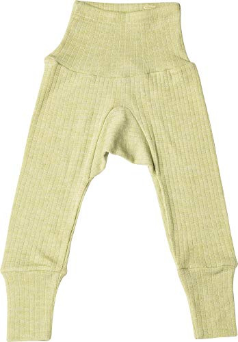 Cosilana Pantalones de bebé con cintura umbilical 45% algodón KBA 35% lana kbT 20% seda, Verde Melange, 74 cm-80 cm