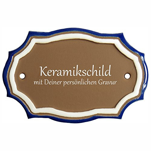 Handarbeit aus Schleswig-Holstein Keramikschild 12,0 x 8,0 cm Motiv Schlichtes Türschild (braun)