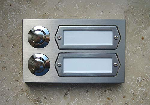 SCHARF metall design Messing Klingel, Klingelplatte, Klingeltaster, 2-reihig vernickelt