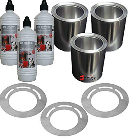 3 liter bioetanol etanol 3 burkar, 3 sparplattor, gelkamin, etanolkamin, ugn, eld ny