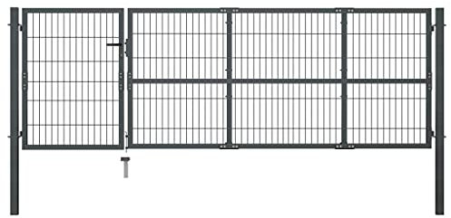 vidaXL Cancello di Recinzione con Pali Robusto Classico Antiruggine Recinto da Giardino Ingresso in Acciaio Verniciato 350x100 cm Antracite