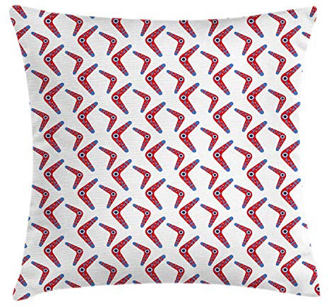 ABAKUHAUS Aboriginal Throw Pillow Cushion Cover, Boomerang Style Motifs with Ornamental Art, Decorative Square Accent Pillow Case, 24 X 24 Inches, Vermilion Multicolor