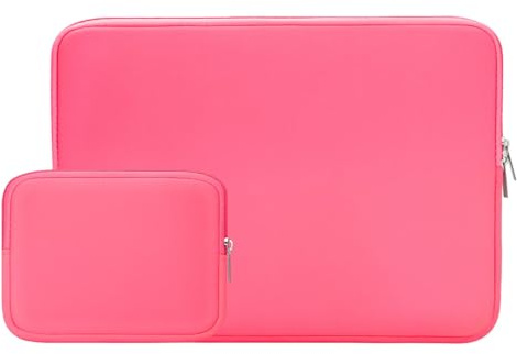RAINYEAR Housse pour Ordinateur Portable 15 Pouces Petit Sac, Rose Vif | Housse de protection souple compatible avec le MacBook Pro 15,4 pouces avec Touch Bar (modèles A1938, A1707 et A1990)