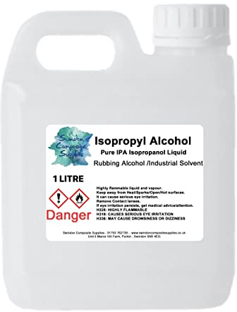 Swindon Composite Supplies : IPA Isopropyl Alcohol 99.9%-PURE IPA Disinfectant Sanitiser Cleaner Rubbing Alcohol (1 Litre)