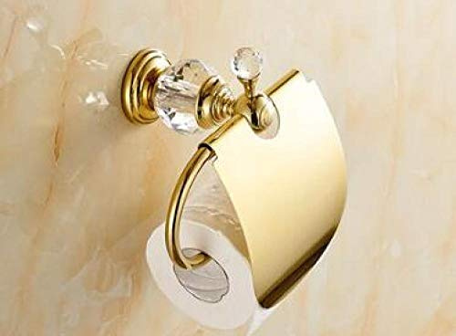 SlimpleStudio Toilettenpapierhalter Papierspender Kristall aus massivem Messing Gold/Chrom Papierrollenhalter Toilettenpapierhalter Papierrollenhalter Toilette Bad-Accessoires-Gold Klopapierhalter