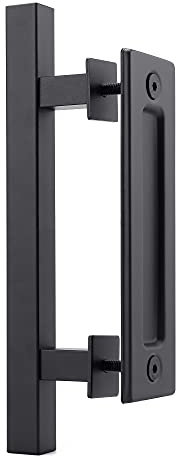 Lpraer 30CM Schiebetüren Griff Schwarze Scheunentorgriff Schiebetür zieht-Griff Schiebe Türgriff Küchengriffe für Scheunentore Schranktüren Gartenhäuser (Rechteckiger Griff)