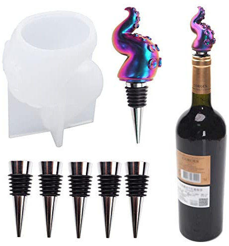 Koonafy Weinflaschenverschluss aus Kunstharz, Weinverschluss Resin Silikonform Oktopus Flaschenverschluss, für Wein Bier Champagner
