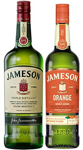 Jameson Whiskey Bundle: Jameson Original Irish Whiskey, 1L & Jameson Orange Flavoured Whiskey, 70CL