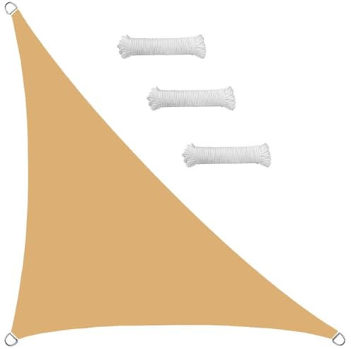 Tenda da Sole Tenda a Vela Impermeabile Rettangolo Quadrato Triangolare Tendalino 2x2x2.8m Tenda da Sole Telo Parasole Ombreggiante per Esterno Terrazzo Balcone Giardino Giallo Sabbia