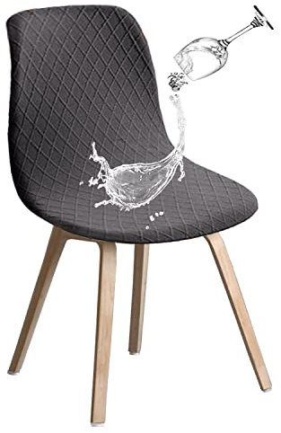 JUNZHE Stuhlhussen 4er Set, Stretch Stuhlbezug mit mittlerer Rückenlehne, abnehmbar waschbar Stuhlschutz für Haus, Küche, Esszimmer, Party, Bankett, Hochzeit, Club, Grau