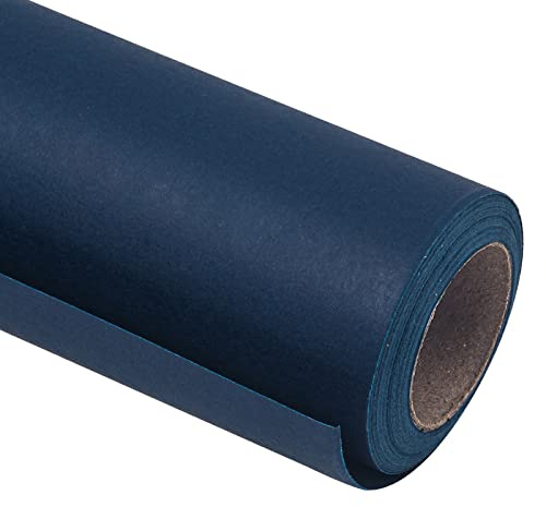 RUSPEPA Rotolo Di Carta Kraft - 44,5 cm X 10 m - Carta Riciclabile Perfetta Per Confezioni, Artigianato, Imballaggio, Rivestimento Per Pavimenti, Paglioli, Pacchi, Runner Da Tavola, Blu Navy