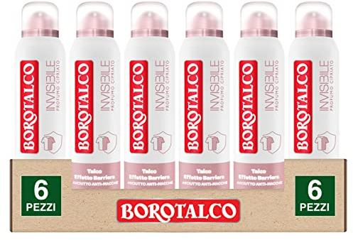 Borotalco Deo Deo Deo 48h Deo mit Talk Barriereeffekt, trocken, schmutzabweisend, ohne Alkohol, puderförmiger Duft, 6 Flaschen à 150 ml