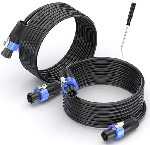 Jumwa 3M 2pack Cavo Speakon per Altoparlante Cavi per Casse 12 Guage Cavo con Twist Lock per Amplificatore Audioper DJ/PA l'audio Pesante