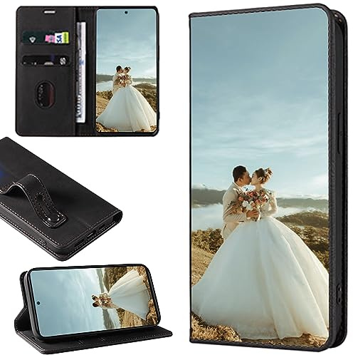 ZYLLER Personalisierte Hülle für Samsung Galaxy A52/A52S,Flip Leder Hülle Kartenfach Standfunktion Case,mit Eigenem Foto Bild Text Personalisiert Case,für Galaxy A52/A52S Handyhülle