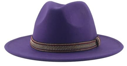 SOYNIA Fedora Trilby Filzhut Hut Hüte Für Frauen Fedoras Filzhut Fester Freizeithut Damenhut Herrenkappen Panamaband 52–54 cm (Kinder) Lila