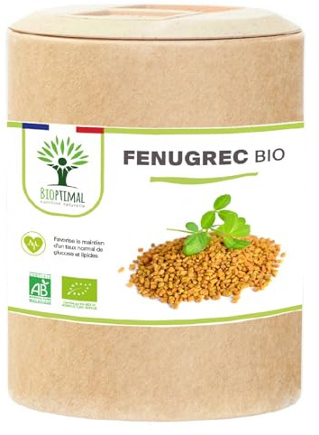 Fenugrec Bio - Appétit et Prise de Poids - Régule le Taux de Glucose - Favorise la Lactation - Sans Additifs - 310mg de Poudre de graine/Gélule - Fabriqué en France - Certifié Ecocert - 200 Gélules