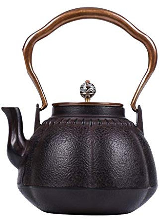 Bouilloire à thé classique, théière en fonte, bouilloire japonaise en fonte de 1,1 L for thé en vrac et sachets de thé, théière en fonte antirouille de style japonais, service à thé avec poignée/couve