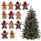 Lot de 12 décorations de sapin de Noël en pain d'épice - Charmantes figurines en pain d'épice et sucres d'orge - Pour décoration de Noël festive - Parfait pour votre sapin de Noël