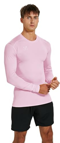 vf VFIT Camiseta compresión Hombre Manga Larga Termica Deportiva Fitness Running Transpirable Secado Rapido Gym Tejido elástico Ajustado Entrenamiento Futbol Baloncesto Crossfit（Rosado,M）