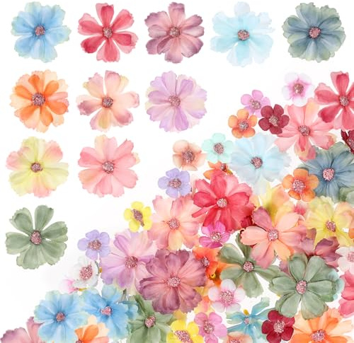 EupHHonycs 150PCS Mini Faux Flowers - Artificial Small Rose Daisy Silk Flower Heads in Multicolor for DIY Garland, Home, Wedding, and Party Decoration