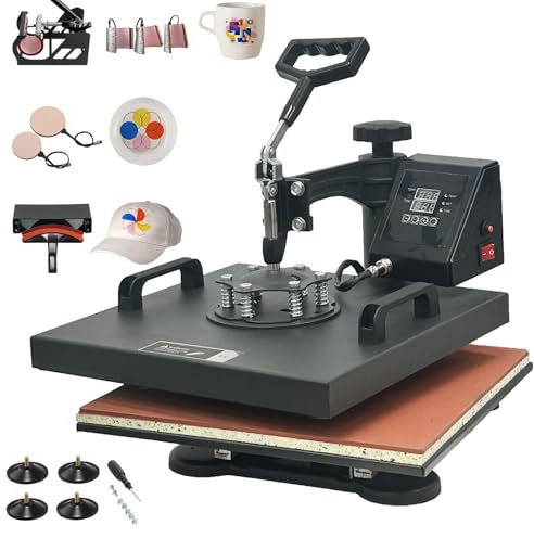 otmechl Transferpresse Hitzepresse 30x38cm Textilpresse 8 in 1 T-Shirt Heat Press 360 Grad Schwenkbar DIY Mulitifunktional Heißpresse Maschine Sublimation Wärmepresse mit Doppelte Digitalanzeige