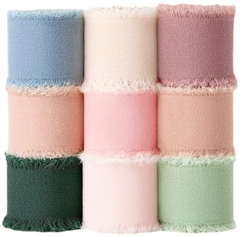 9 Colori Nastro Chiffon, Nastro Regalo Nastrino Colorati Decorazione Nastro Chiffon Nastri per Pacchi Regalo per Matrimoni, Inviti di Nozze, Decorazioni per Feste di Compleanno