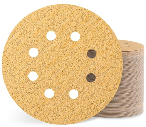 Sztaoip Disques Abrasifs 125mm –Lot de 100 Grain 40 Disque de Poncage 8 Trous Papier Abrasifs Pour Ponceuse Excentrique Bois Métal Peinture