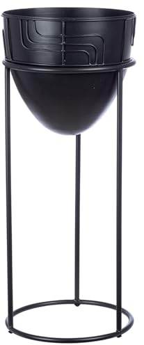 GILDE Maze Planter Metal Matt Black Height 57 cm x Diameter 24 cm Decoration