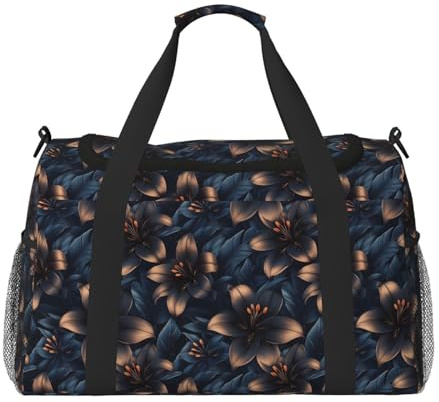 Sac de sport imprimé lys foncé pour voyage, sac de sport pour femme et homme, article personnel