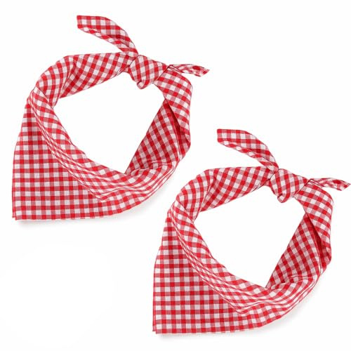 NieYat 2 Stück Oktoberfest Trachtentuch, Damen Outfit Trachtentücher Tuch, 45 x 45 cm, Bayerische Kostüm Accessoires, Trachten Halstuch Kariert, Ideal für Karneval, Fasching, Konzerte, theme parties