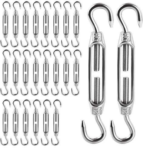 MIVIDE M4 Spannschlösser Edelstahl, Seilspanner Edelstahl M4, 24 Stück | Verstellbare Spannschloss Drahtspanner Haken für Gartendraht, Seilsystem, Zaunspanner