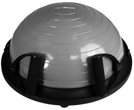 GymBeam Halbball Balancetrainer mit Widerstandsbändern für Home Gym - Ideal Für Stabilitäts-, Kraft- Und Dehnungstraining, Inkl. Pumpe Und Abnehmbarer Schlingen, Grau