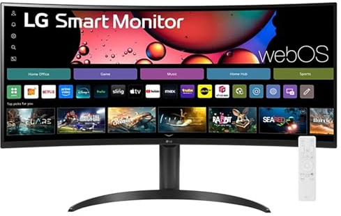 LG 34 Curved UltraWide WQHD(3440x1440) Smart Monitor with HDR10 99% sRGB, 100Hz, Magic Remote, AirPlay 2 & Adjustable Stand, webOS
