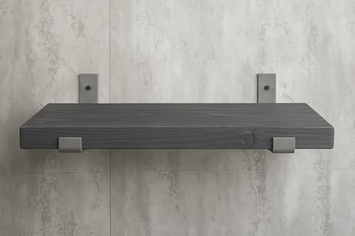 Jarrod's Handmade Reclaimed Scaffold Board Shelf Rustic Solid Wood Wall Shelf – 22cm Deep x 35mm Thick – Various Lengths & Wax Finishes – Industrial Shelf Brackets Sold Separately (Onyx, 80 cm)