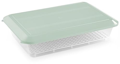 Pack 3 Bandejas Descongelar Alimentos 4,2L Tapa Verde y Rejilla Antigoteo