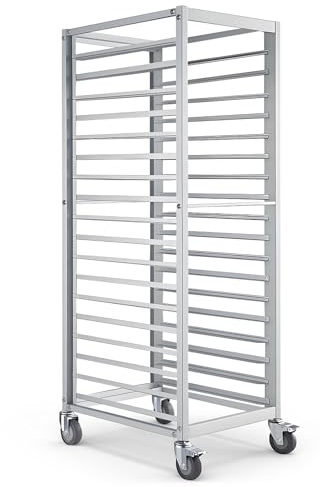18 Tier Heavy Duty Bakery Rack with 4 Wheels Aluminum Baking Tray Rack for Kitchen Restaurant Cafeteria Pizzeria