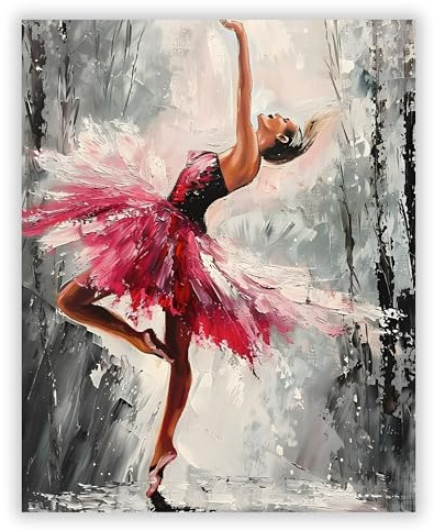 Druck-Palast Ballerina Poster mit pinkem Kleid - 40x50cm - Kunstdruck - Wohnzimmer Schlafzimmer - Impressionistisch Elegant Dynamisch - Hochwertiger semimatter Druck