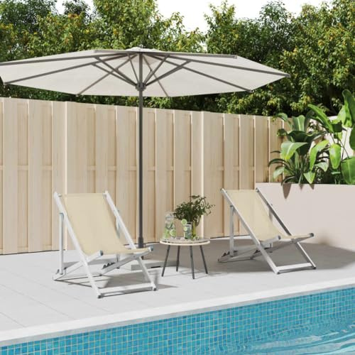Teenpull Strandstühle 2 STK. Klappbar Creme, Aluminium und Textilene, Gartenstühle für Terrasse, Verstellbare Outdoor Loungesessel, Max. 110 kg Belastbarkeit