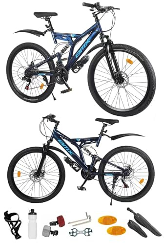 24, 26”, 27.5 Inch Mountain Bike, Adult Bicycle, Teenager Bike, Sport’s Cycle, Unisex MTB, Men & Women’s Bike,19 KG Lightweight, Dual Suspension, 21 Speed, Double Disc Brakes (24 Inch)