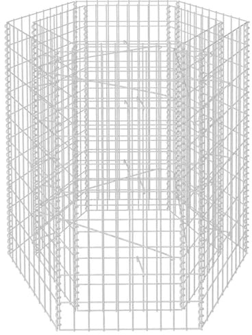 Gecheer Gabbione letto rialzato da giardino, fioriera esagonale in acciaio zincato 100x90x100 cm, struttura resistente per piante e fiori, per patio, orto o decorazione esterna