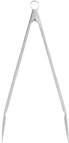 Cuisipro Küchenzange Edelstahl | 40 cm | Zange Küche, mit einhändiger Bedienung | inkl. Aufhängeöse | rutschsichere gezackte Enden | Grillzange Edelstahl