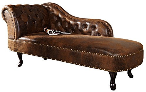 Invicta Interior Design Chesterfield Recamiere im Antik Look Couch Sofa Sessel Polsterliege braun