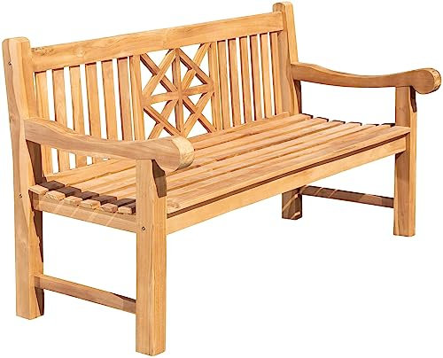 CLP Teak-Gartenbank Florida I Sitzbank Mit Ergonomischer Sitzfläche Aus Vollholz I Sitzhöhe: 44 cm, Farbe:Teak, Größe:180 cm